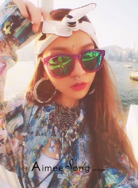 DAY BERTH紫色方框太阳镜男女通用简约时尚彩膜墨镜