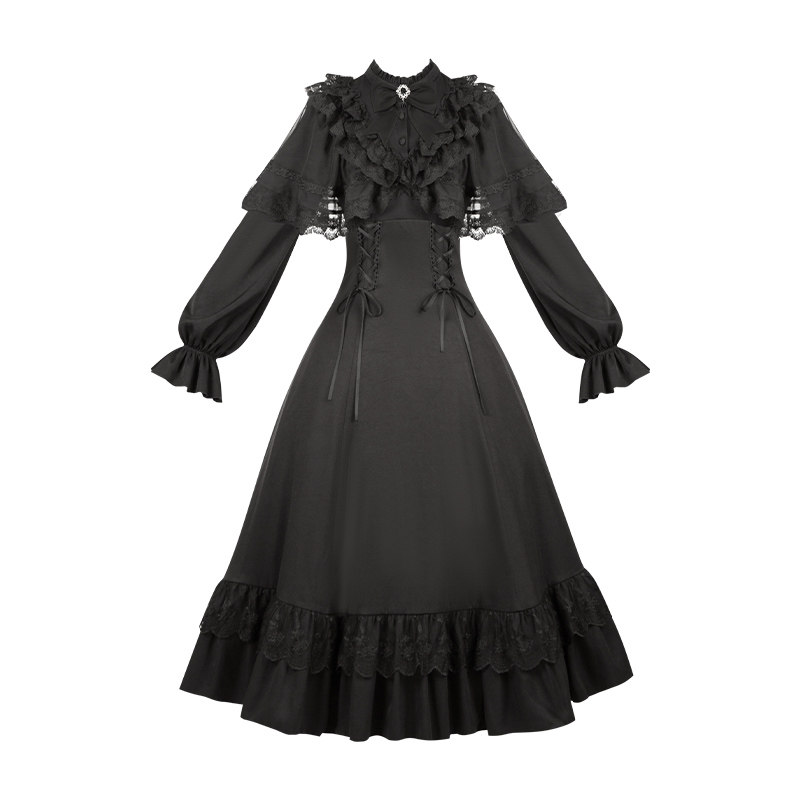 来信与诗·白昼夜｜WP原创副牌 优雅长袖连衣裙披肩可拆双子秋冬,淘宝优惠券,粉丝福利购,淘宝优惠卷