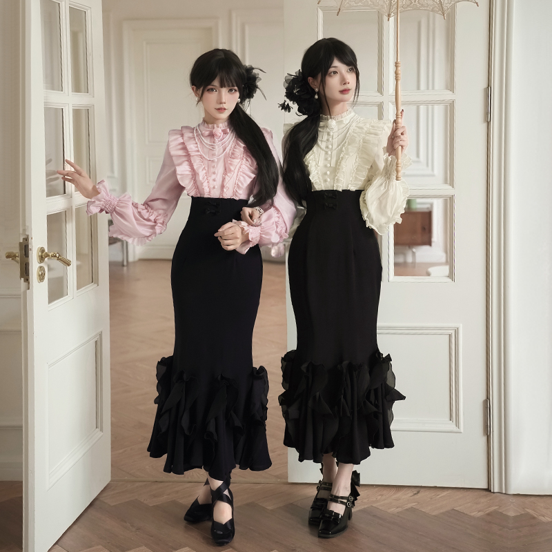 【萝拉小姐 增色】withpuji原创设计 假两件腰间鱼骨连衣裙夏秋 - 图1