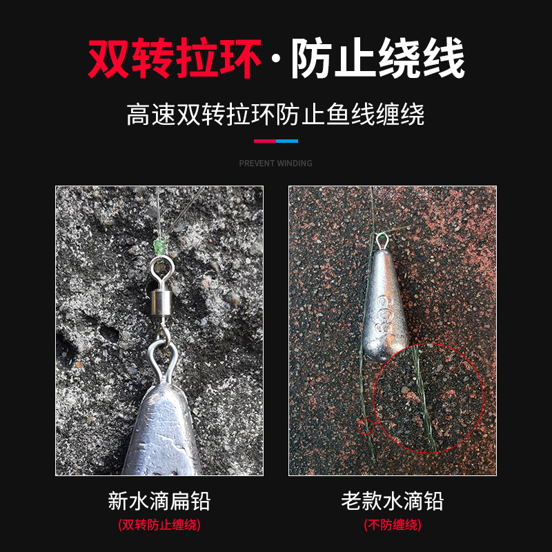 扁形防滚转环铅坠水滴形远投海钓铅砣防挂底串钩钓坠钓鱼渔具配件 - 图1