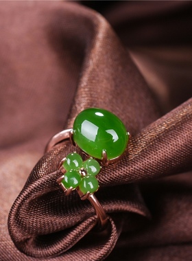 新疆和田碧玉女戒s925银镶嵌戒指
