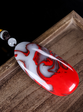 天然新疆和田玉鸡血玉红白玉原石手把玩件腰件鸡血玉飘花玉石挂件