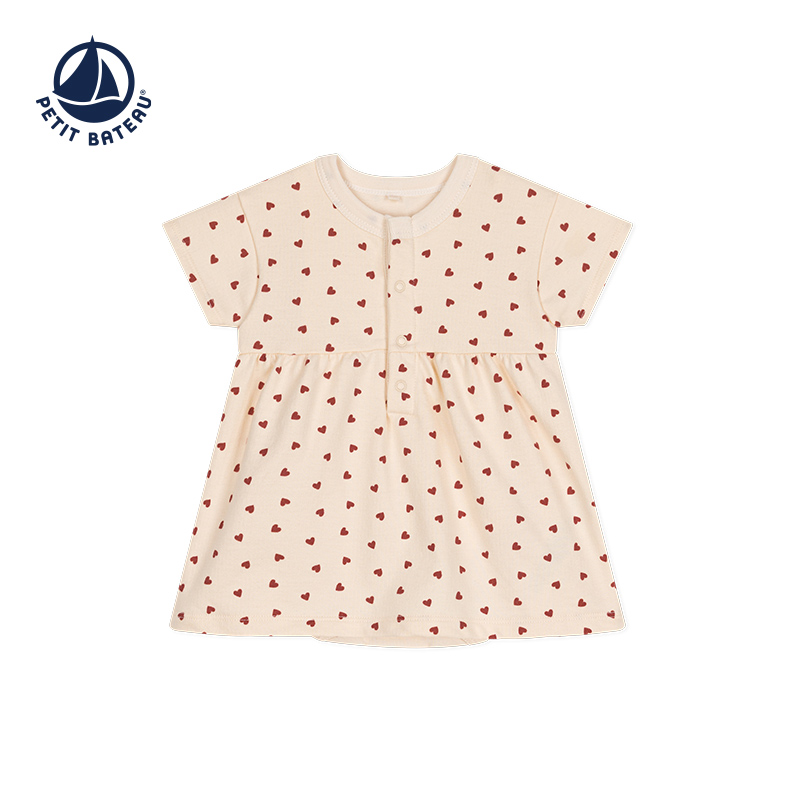 法国小帆船Petitbateau2024早春新品品婴幼儿短袖连衣裙A09MR - 图1