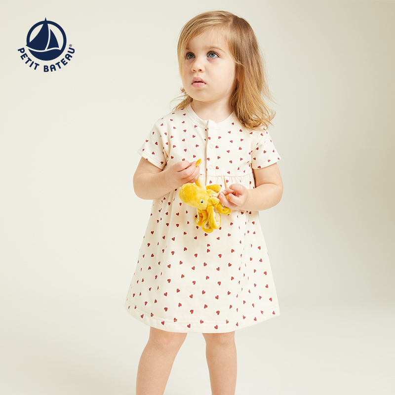 法国小帆船Petitbateau2024早春新品品婴幼儿短袖连衣裙A09MR - 图0