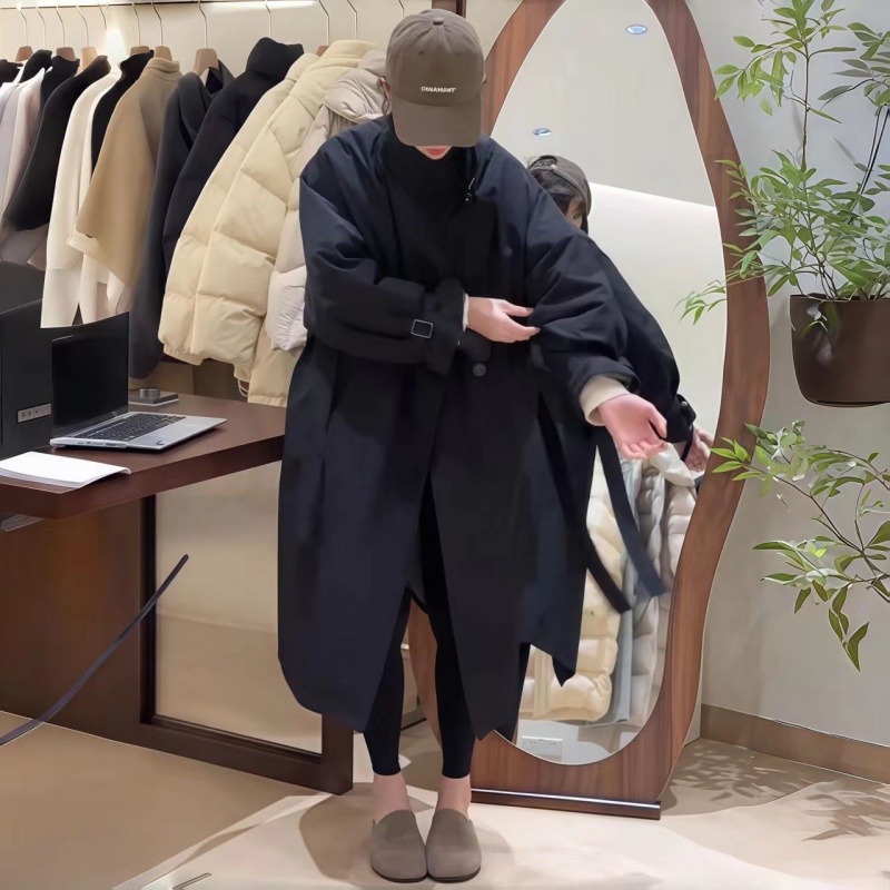 大码女装2025秋冬新款显瘦中长款风衣外套胖妹妹百搭休闲棉服上衣 - 图2