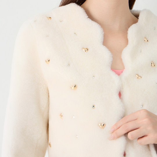 Kodice осень и зима, новая женская белая 100% плюшевая куртка короткие кружевные шарики и стильный темперамент