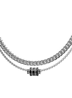 小蛮腰转运圈镶钻叠戴古巴项链男生钛钢小众设计高级感轻奢潮ins