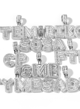 定制古巴字母冰糖项链男生嘻哈美式潮牌男生礼物百搭配饰高级感酷