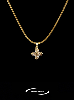 十字星芒满钻男生项链锁骨链个性小众设计ins百搭饰品简约高级感