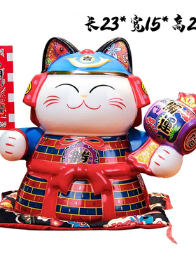 日式达摩武士猫摆件陶瓷