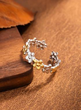 欧美不锈钢间金戒指简约撞色