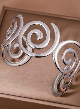 不锈钢开口油压手镯女时尚臂环