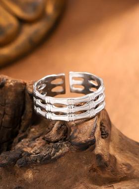 欧美小众几何戒指女可调节