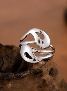 欧美小众设计不规则交叉戒指