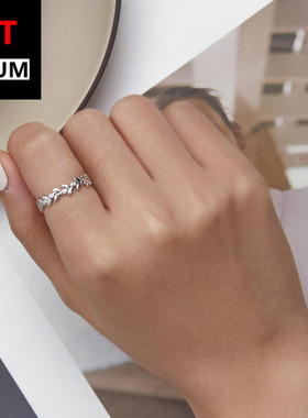 艾芙乐纯银百搭树叶戒指s925镀