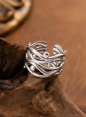 钛钢复古镀金不掉色开口戒指