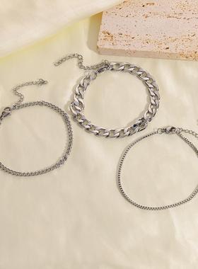 欧美高级感多层混搭手链套装