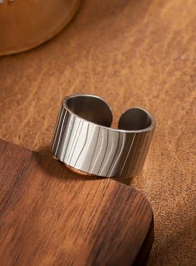 复古不规则纹理开口戒指