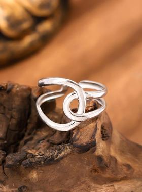 钛钢几何开口戒指女简约冷淡风