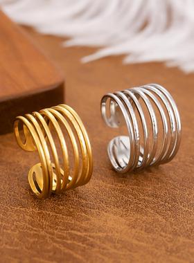 欧美ins风钛钢轻奢镀金戒指