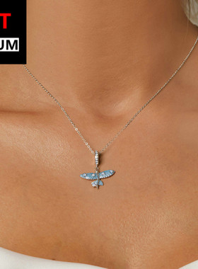 蓝色灵动渐变飞鱼吊坠s925纯银镀