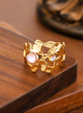 欧美轻奢滴油开口戒指女