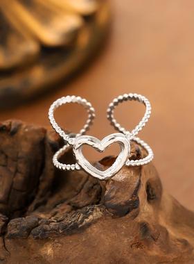 钛钢不掉色爱心戒指可调节
