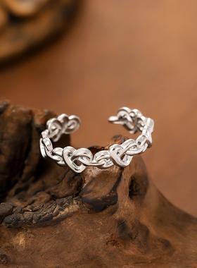 欧美简约爱心开口戒指女复古风