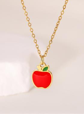 不锈钢水果项链女轻奢锁骨链