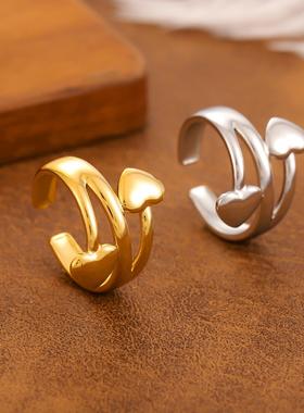 18K金不锈钢树叶开口戒指