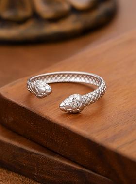 复古朋克双蛇不锈钢戒指