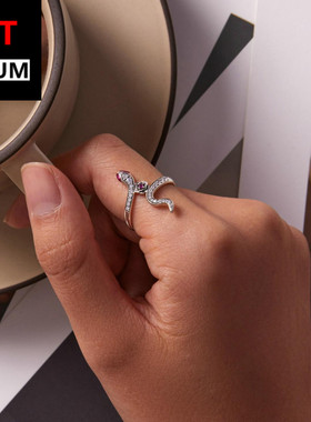 艾芙乐原创纯银戒指女灵蛇与玫瑰