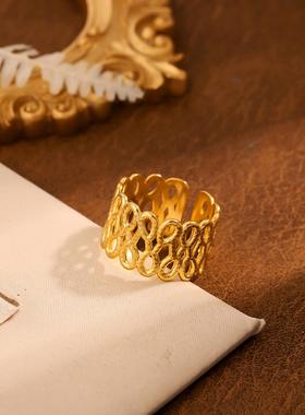 简约时尚麻花绳结钛钢女戒