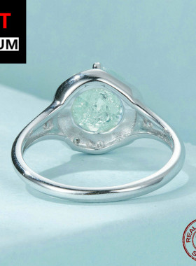 跨境百搭饰品新款清透梦幻绿色冰锆戒指s925纯银镀白金百搭女饰品