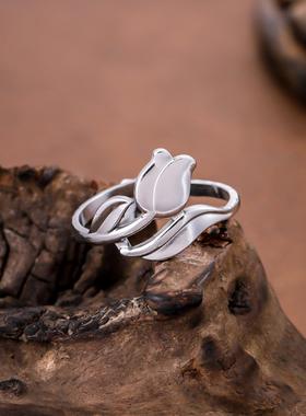 欧美潮牌不锈钢玫瑰戒指女