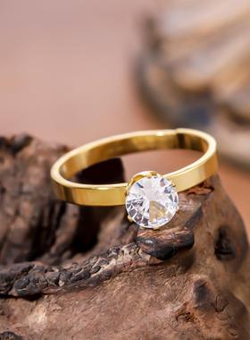 不锈钢锆石镶嵌简约戒指