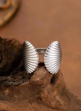 钛钢时尚海洋戒指镀金可调