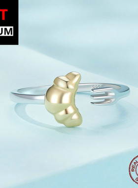 百搭原创饰品爆款纯银s925牛角包开口戒指双色电镀小巧指环手饰女