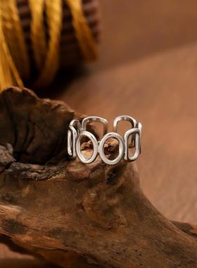 钛钢树叶爱心戒指女简约开口环