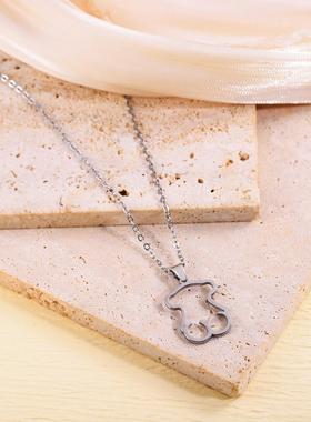 欧美风不锈钢小熊项链女