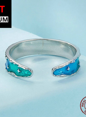 饰品跨境极光星辰小王子与狐狸开口戒可调节戒指s925纯银女饰品