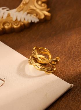 欧美不锈钢交叉钛钢女戒