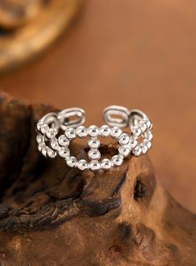 油压钛钢戒指女高级感开口戒