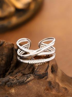 欧美风18K镀金交叉戒指女