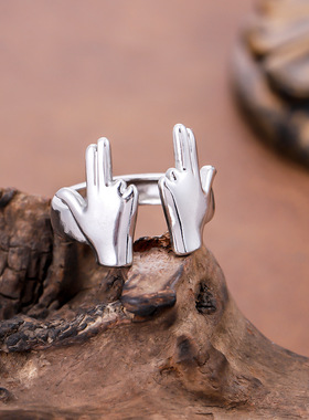 欧美风嘻哈戒指女6124