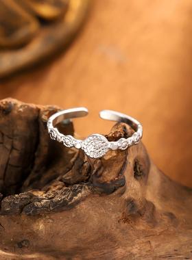 艾芙乐s925纯银简约马蹄铁开口戒