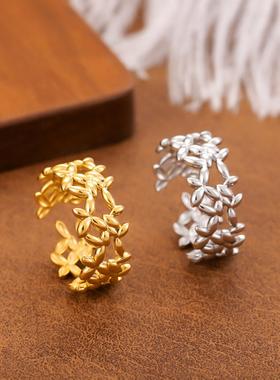 不锈钢金色月亮星星女戒