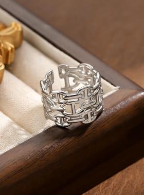 欧美风钛钢开口可调节戒指