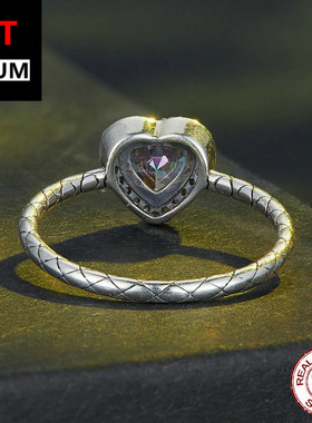 饰品跨境爆款纯银s925锆石万圣节复古彩色爱心戒指心形指环饰品女