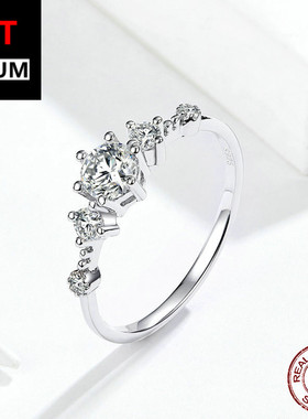 百搭跨境热卖纯银s925戒指锆石镀白金戒指欧美时尚气质女生指环